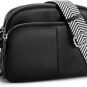 Small Genuine Leather Camera Crossbody Bags for Women Triple Zip Cross Body Purs